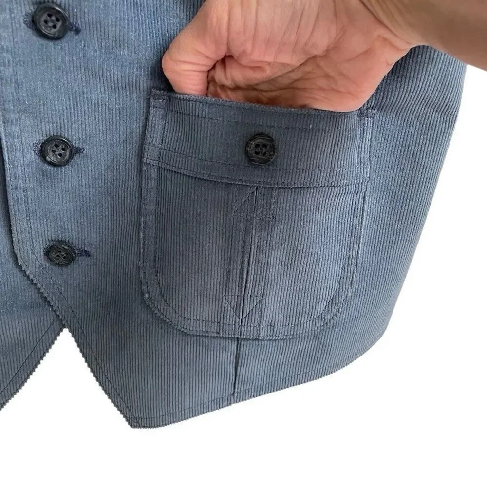 Vintage 70s Levis Vest Mens S Wildfire Western‎ Rockabilly Lt. Blue Corduroy